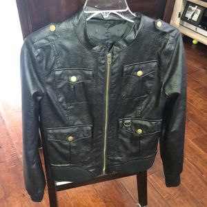 Black Leather Bomber Jacket